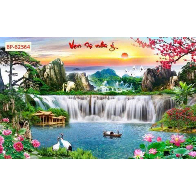 Rèm Cuốn In Tranh Không Khoan Tranh Đồng quê