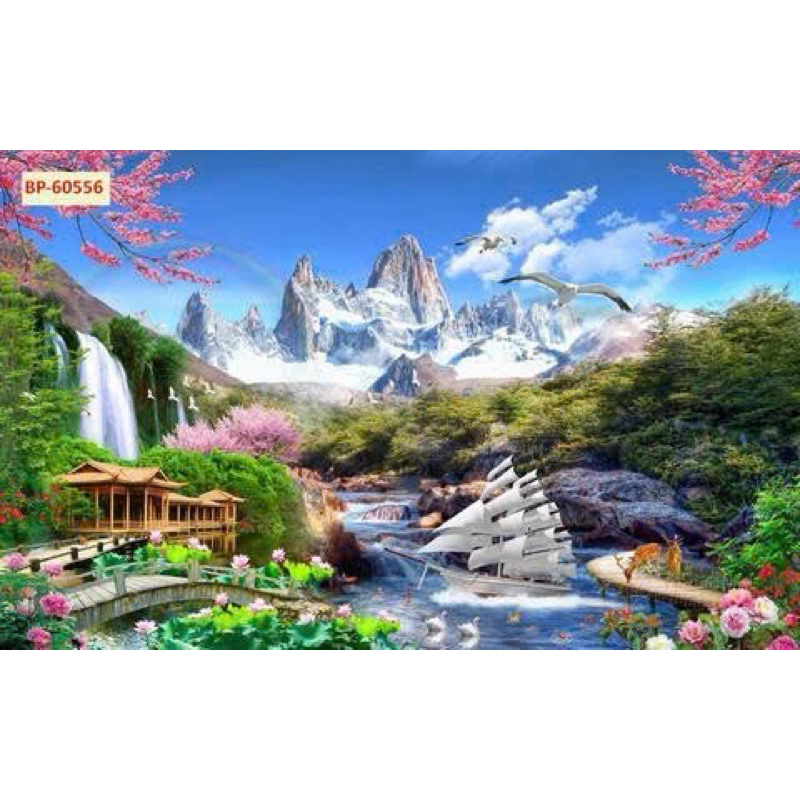 Rèm Cuốn In Tranh Không Khoan Tranh Đồng quê