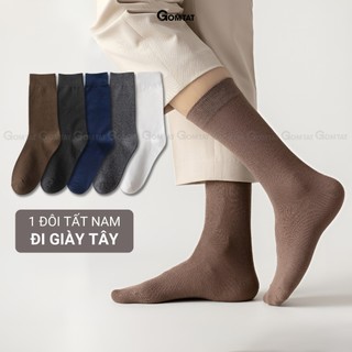 Tất giày tây nam cao cổ GOMTAT trơn màu, chất liệu cotton mềm mịn, hút ẩm thoáng khí khử mùi - LUX-1803
