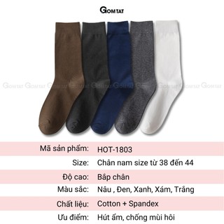 Tất giày tây nam cao cổ GOMTAT trơn màu, chất liệu cotton mềm mịn, hút ẩm thoáng khí khử mùi - LUX-1803