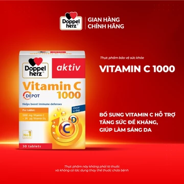 Viên uống bổ sung Vitamin C Doppelherz Vitamin C 1000 hỗ trợ tăng sức đề kháng, sáng da (Hộp 30 viên)