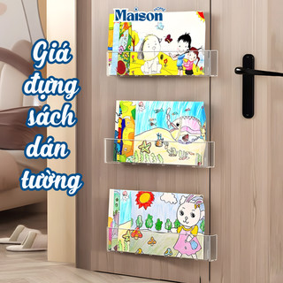 [ HÀNG LOẠI 1] Giá Để Sách Trong Suốt Dán Tường MAISON, Kệ Đựng Truyện Cho Bé Chất Liệu Nhựa Acrylic