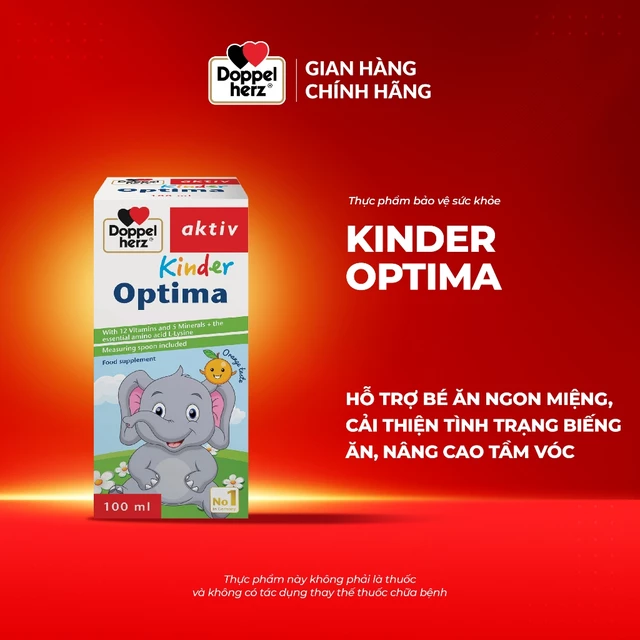 Siro bổ sung vitamin cho bé Doppelherz Kinder Optima hỗ trợ giúp bé ăn ngon, cải thiện tầm vóc