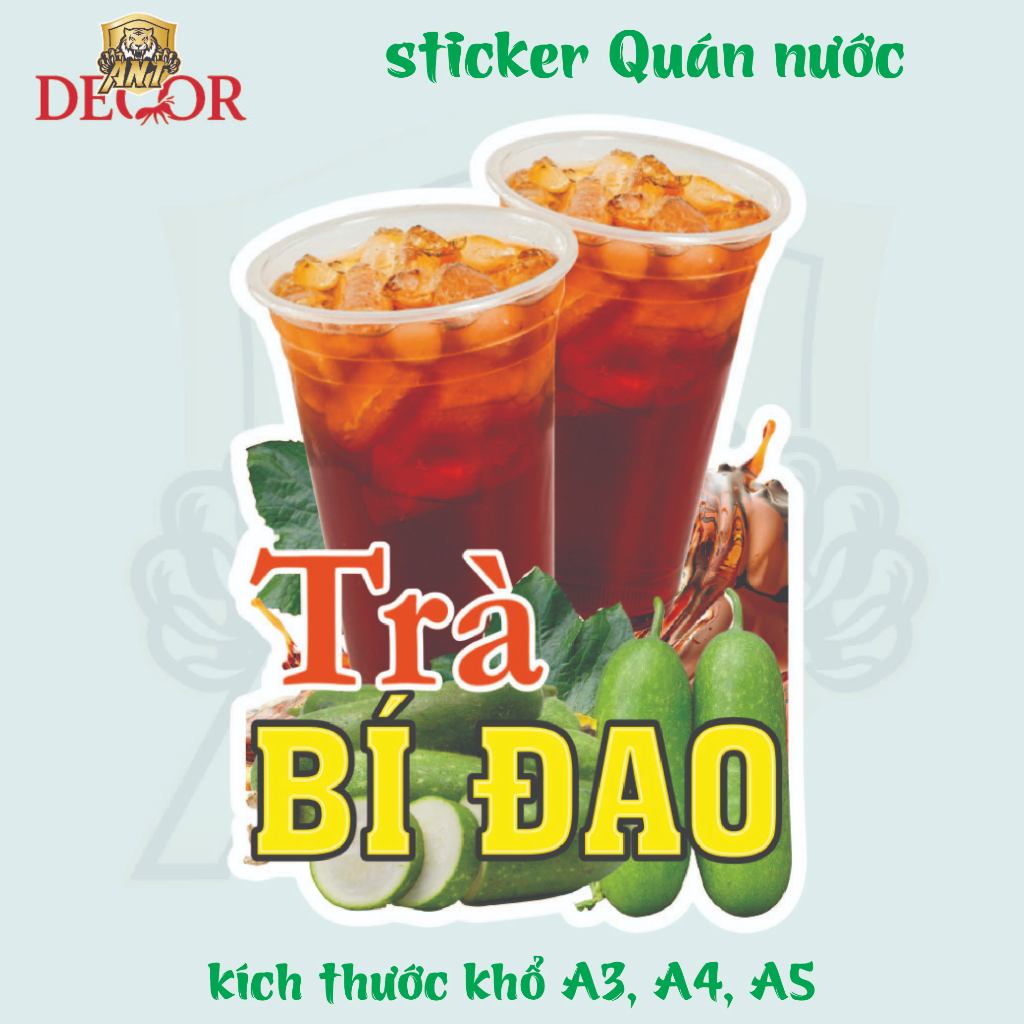 Decal Dán TRÀ BÍ ĐAO – Nhãn Dán Trang Trí Xe Nước – Dễ Dán, Bền Đẹp, Chống Nước
