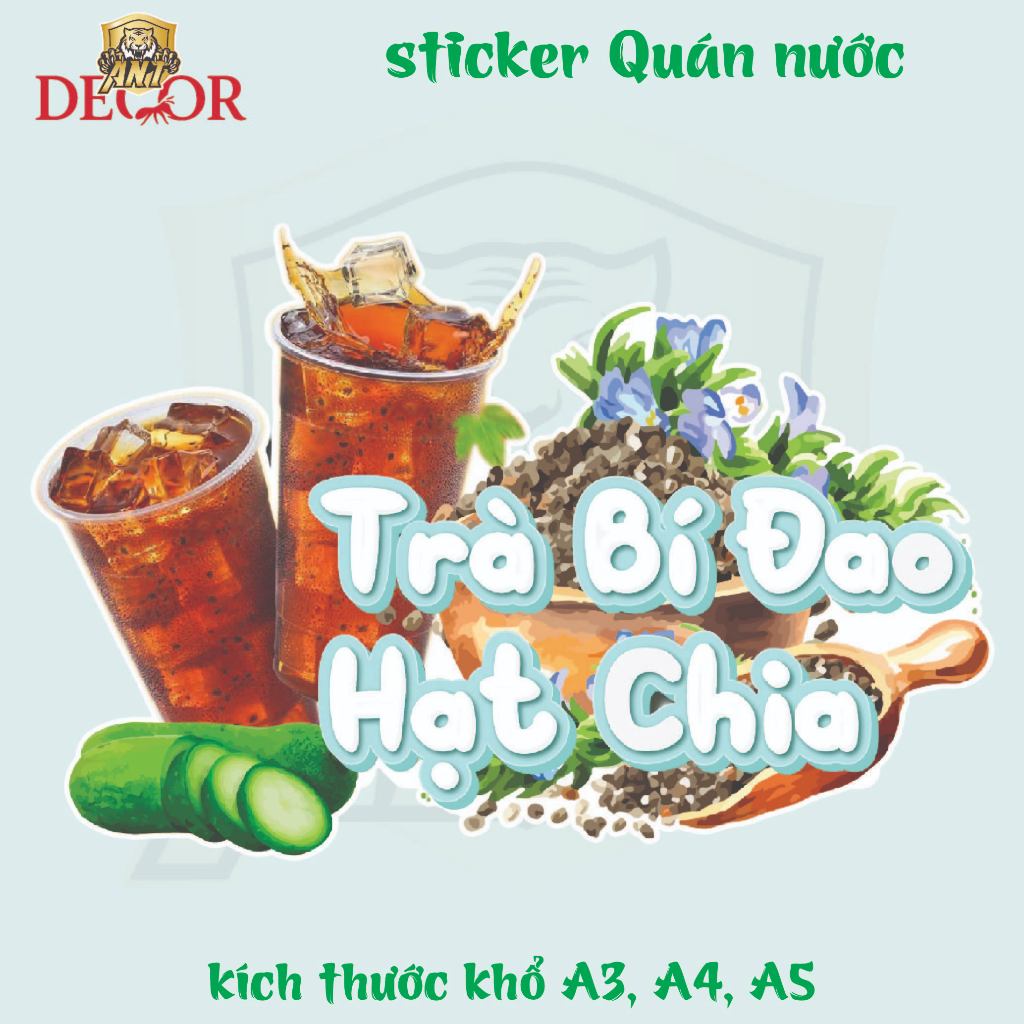 Decal Dán TRÀ BÍ ĐAO – Nhãn Dán Trang Trí Xe Nước – Dễ Dán, Bền Đẹp, Chống Nước