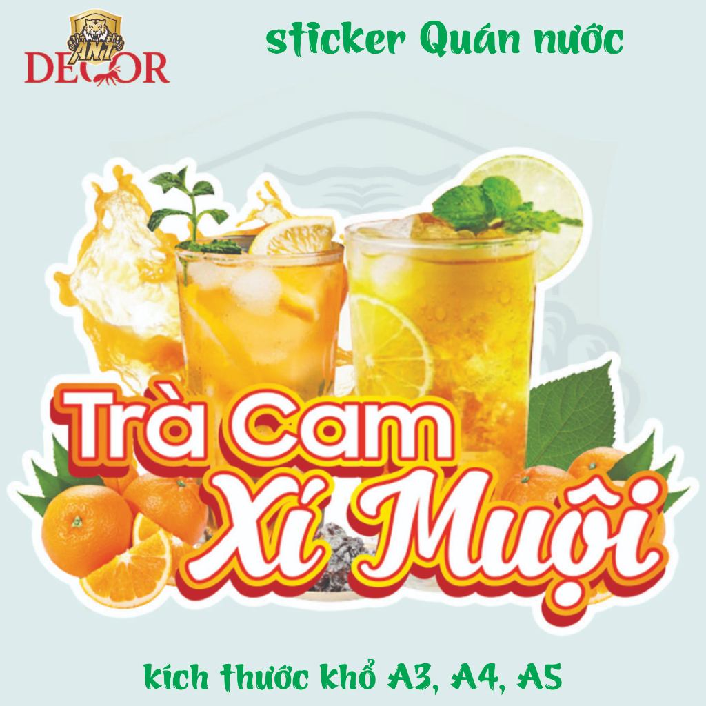 Decal Dán CAM XÍ MUỘI – Nhãn Dán Trang Trí Xe Nước Cam, Ly Nước Ép – Bền Đẹp, Chống Nước, Dễ Dán