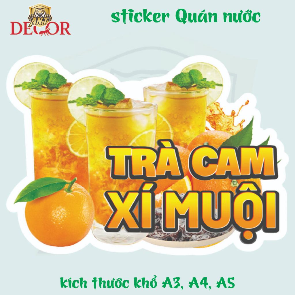 Decal Dán CAM XÍ MUỘI – Nhãn Dán Trang Trí Xe Nước Cam, Ly Nước Ép – Bền Đẹp, Chống Nước, Dễ Dán