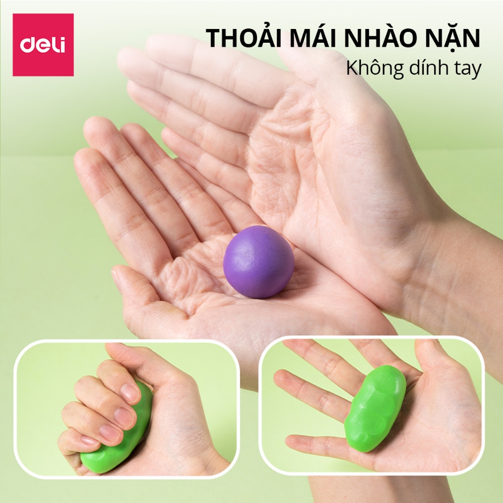 Đất Nặn Dầu An Toàn Cho Bé 6/8/12 Màu Deli Mềm Dẻo Không Khô Cho Bé Tập Nặn Sáng Tạo An Toàn