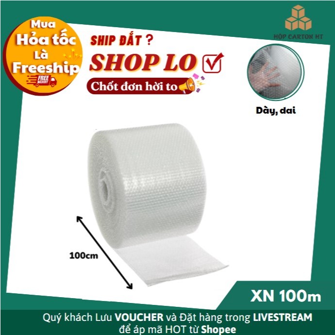 [HOẢ TỐC]  Cuộn Xốp Nổ Chống Sốc Đầy Đủ Kích Thước Bóng Khí Chống Sốc Bọc Hàng Tiện lợi - HT PLUS