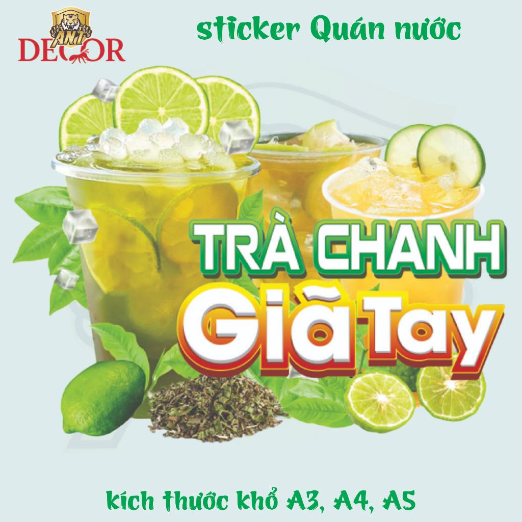 Decal TRÀ CHANH DÃ TAY – Giấy Dán Tem Nhãn Vintage – Bám Mực Tốt, Dán Chắc, Màu Đẹp