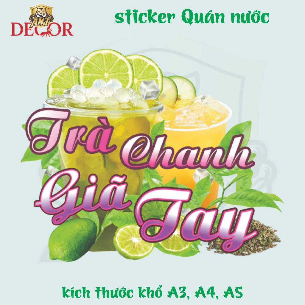 Decal TRÀ CHANH DÃ TAY – Giấy Dán Tem Nhãn Vintage – Bám Mực Tốt, Dán Chắc, Màu Đẹp