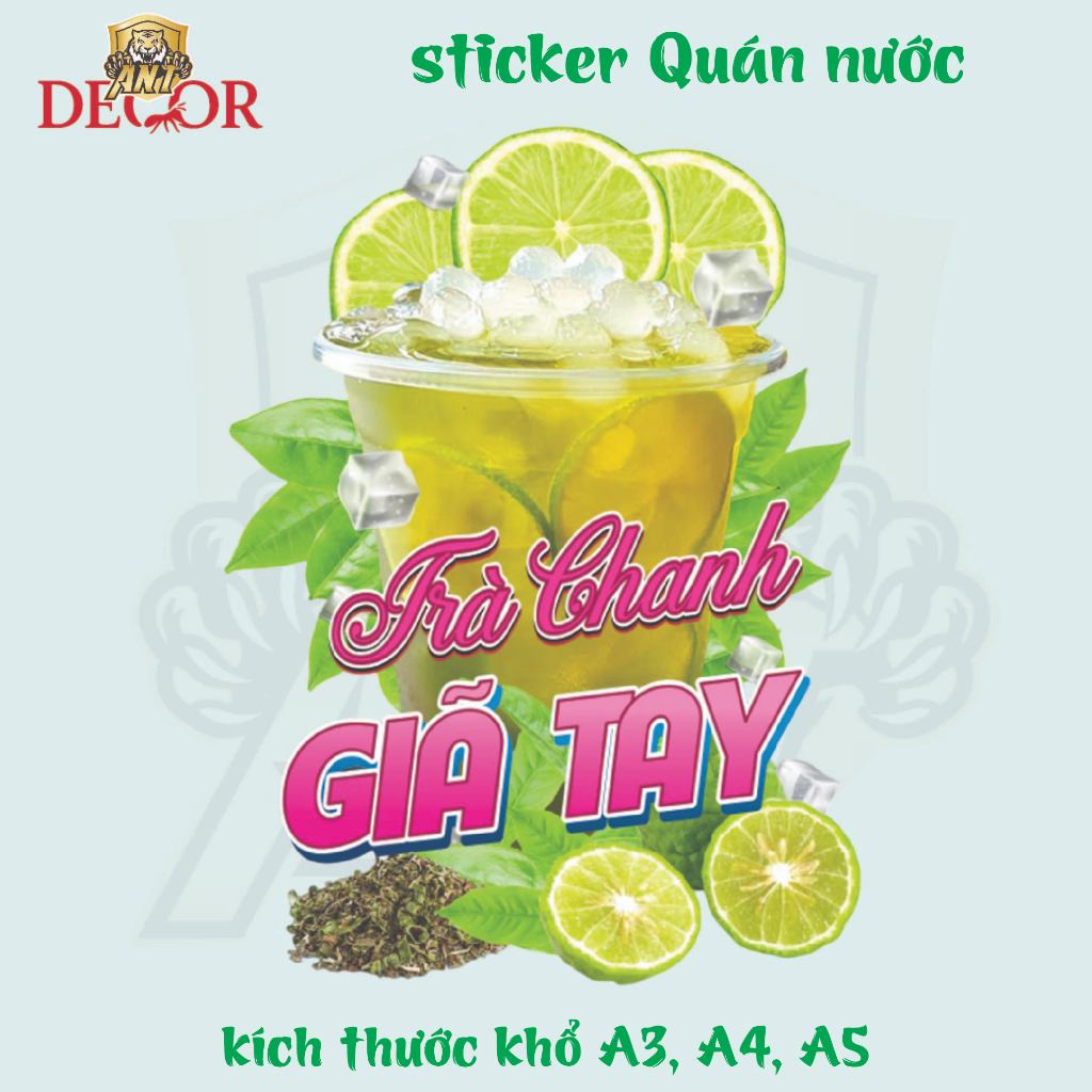 Decal TRÀ CHANH DÃ TAY – Giấy Dán Tem Nhãn Vintage – Bám Mực Tốt, Dán Chắc, Màu Đẹp