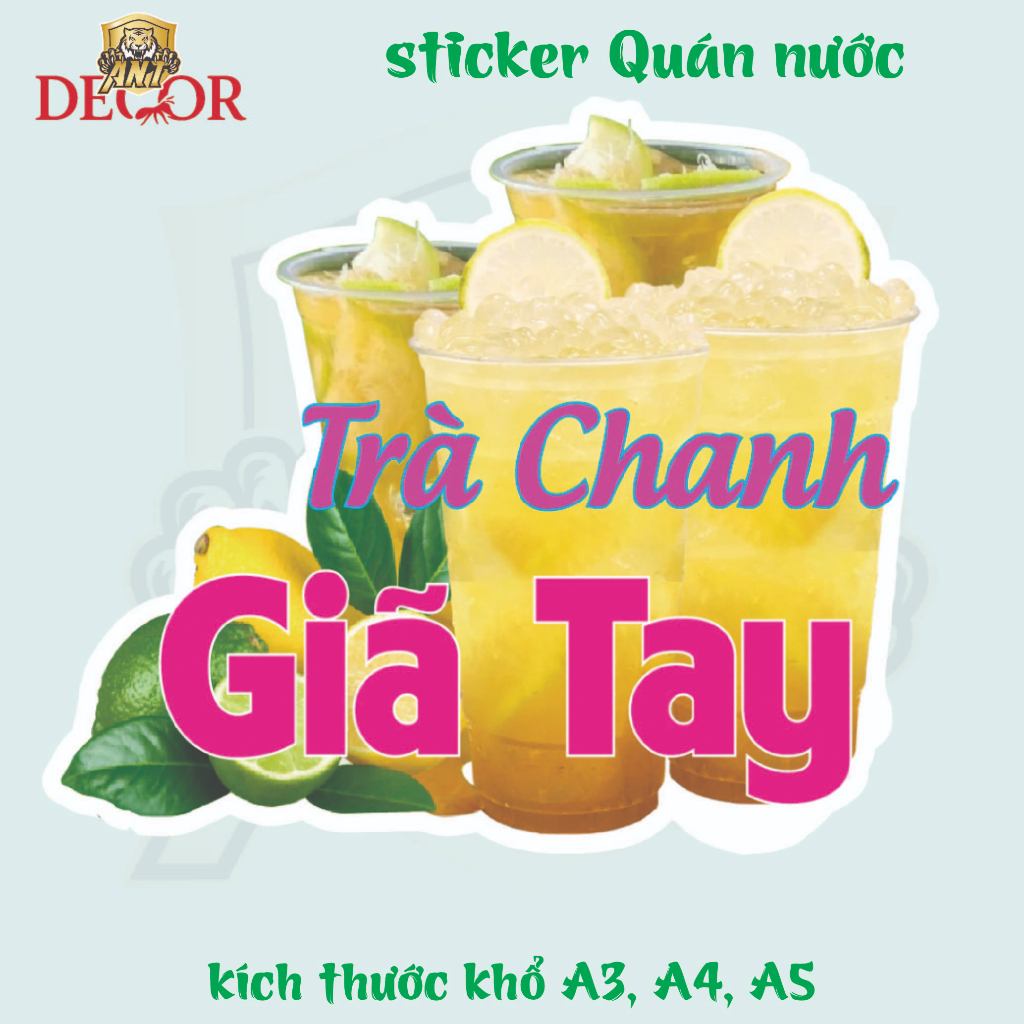 Decal TRÀ CHANH DÃ TAY – Giấy Dán Tem Nhãn Vintage – Bám Mực Tốt, Dán Chắc, Màu Đẹp