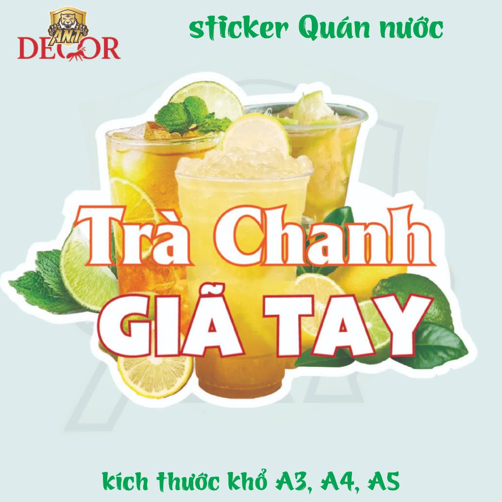 Decal TRÀ CHANH DÃ TAY – Giấy Dán Tem Nhãn Vintage – Bám Mực Tốt, Dán Chắc, Màu Đẹp