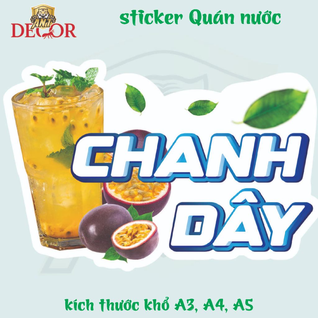 Decal Dán TRÀ CHANH DÂY – Nhãn Dán Trang Trí Xe Nước Giải Khát – Dễ Dán, Bền Đẹp, Chống Nước