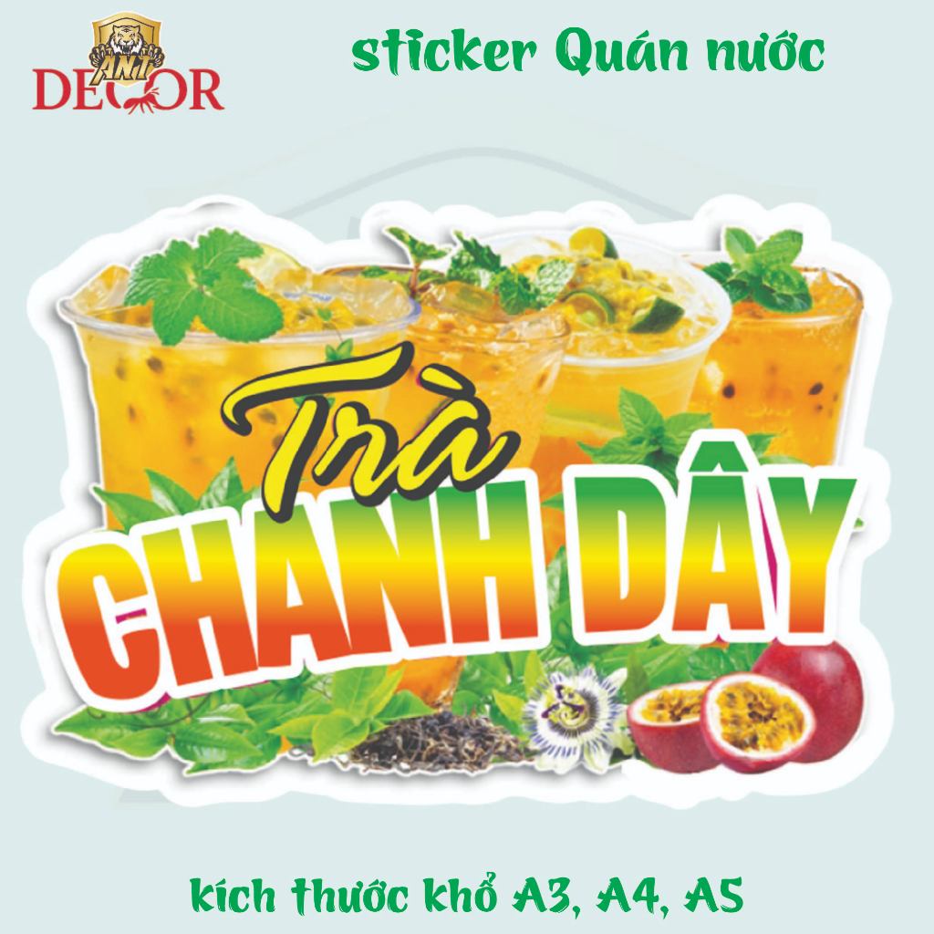 Decal Dán TRÀ CHANH DÂY – Nhãn Dán Trang Trí Xe Nước Giải Khát – Dễ Dán, Bền Đẹp, Chống Nước