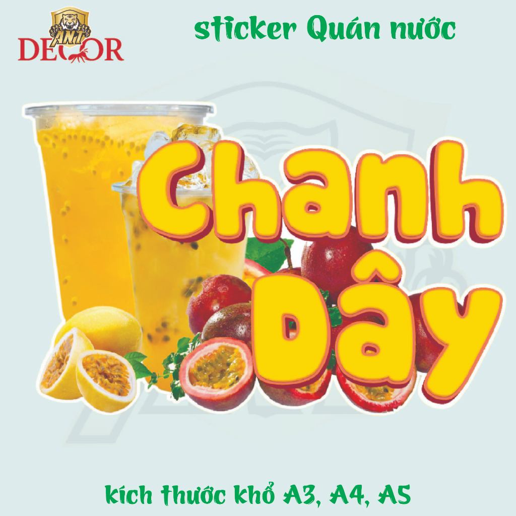 Decal Dán TRÀ CHANH DÂY – Nhãn Dán Trang Trí Xe Nước Giải Khát – Dễ Dán, Bền Đẹp, Chống Nước