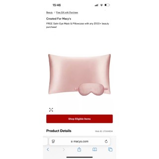 ( gift macys ) vỏ gối lụa + bịt mắt