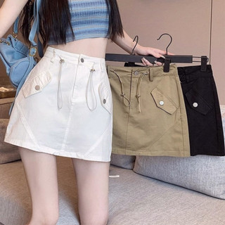 Chân váy big size nữ dáng ngắn kaki dày dặn giả túi có lót quần chữ A cạp đứng phong cách thanh lịch- CV400