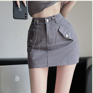 Chân váy big size nữ dáng ngắn kaki dày dặn giả túi có lót quần chữ A cạp đứng phong cách thanh lịch- CV400
