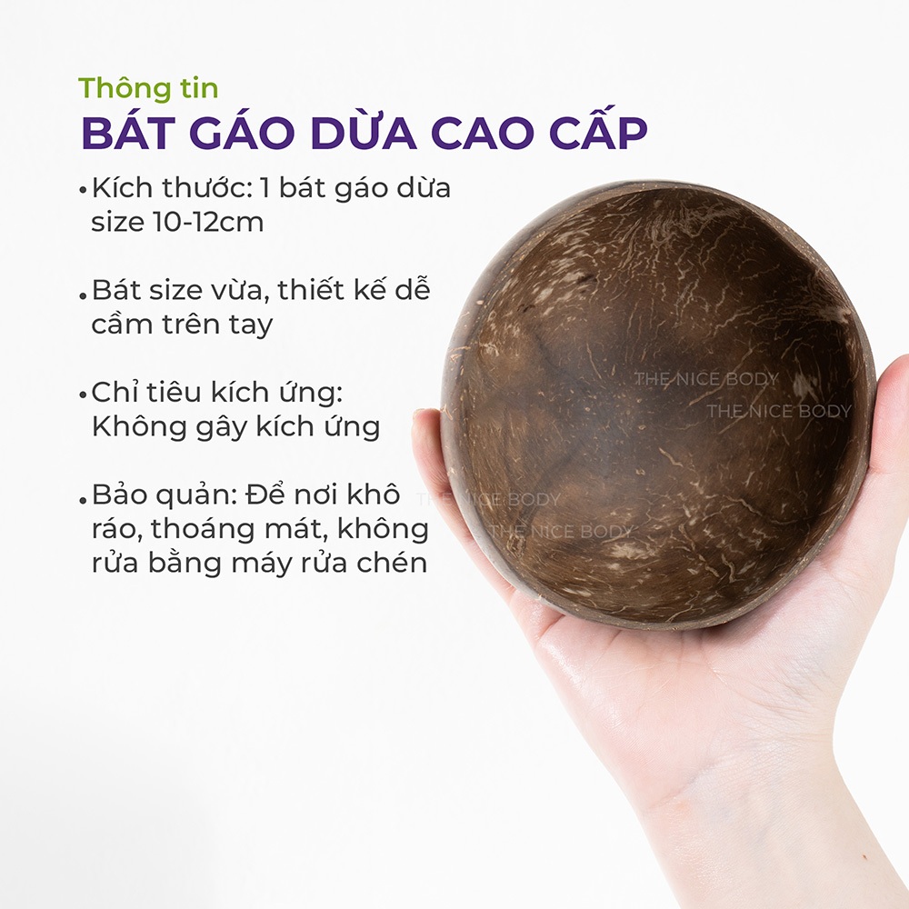 Bát Gáo Dừa Jade&Leaf Cao Cấp, Chén Dừa Tô Ăn Ngũ Cốc Granola Cao Cấp Size 10-12 Cm Vừa Tay