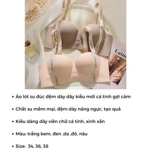 Áo ngực nữ không gọng su đúc mềm mại dây bản to in chữ cá tính đệm dày nâng ngực sexy DEVARI A4412