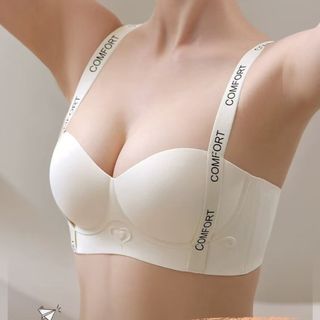 Áo ngực nữ không gọng su đúc mềm mại dây bản to in chữ cá tính đệm dày nâng ngực sexy DEVARI A4412