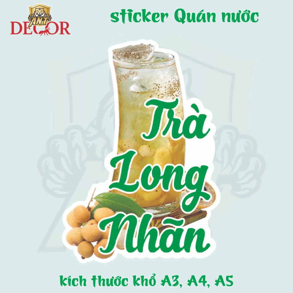 Decal Dán Trà LONG NHÃN – Nhãn Dán Trang Trí Xe Nước Giải Khát – Dễ Dán, Bền Đẹp, Chống Nước