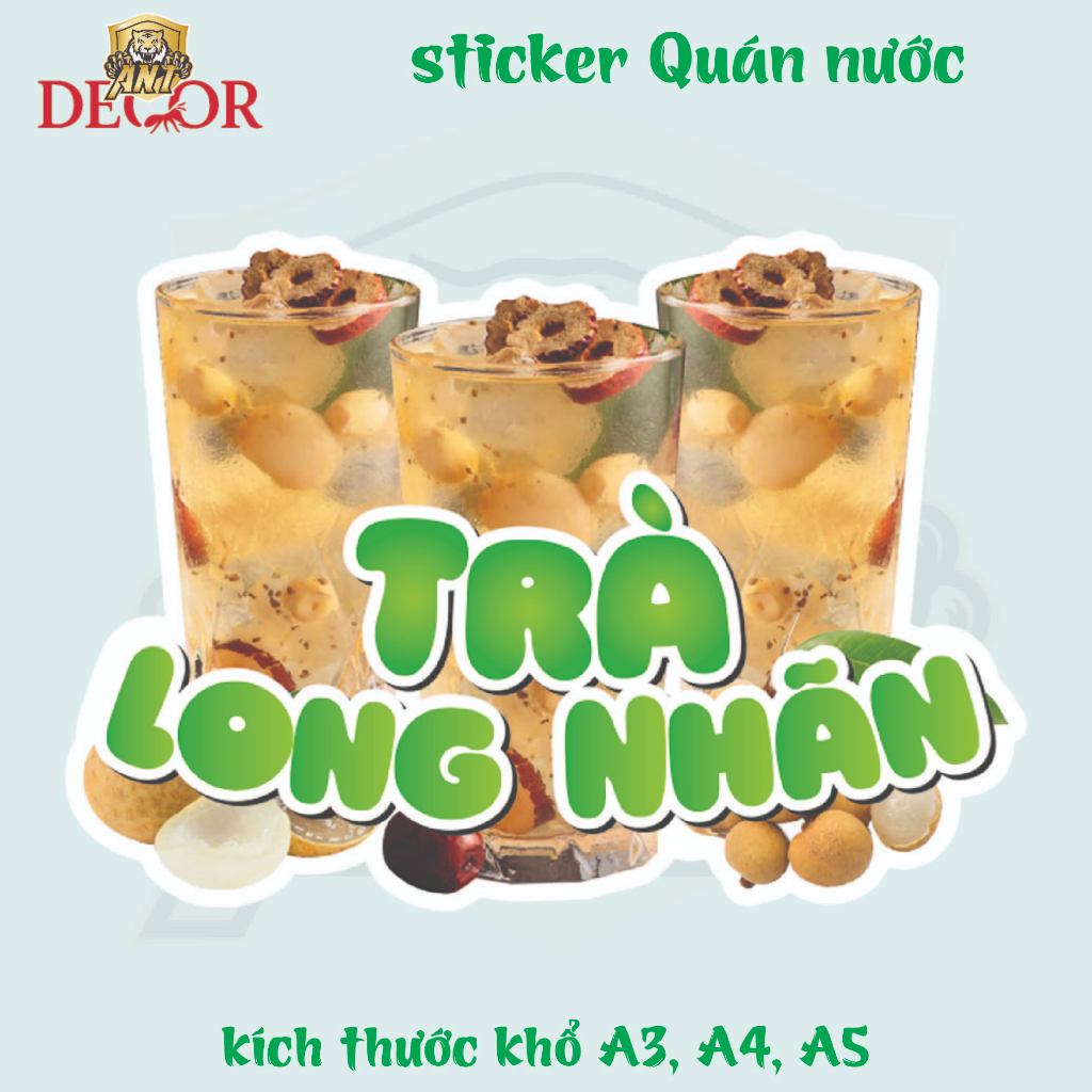 Decal Dán Trà LONG NHÃN – Nhãn Dán Trang Trí Xe Nước Giải Khát – Dễ Dán, Bền Đẹp, Chống Nước