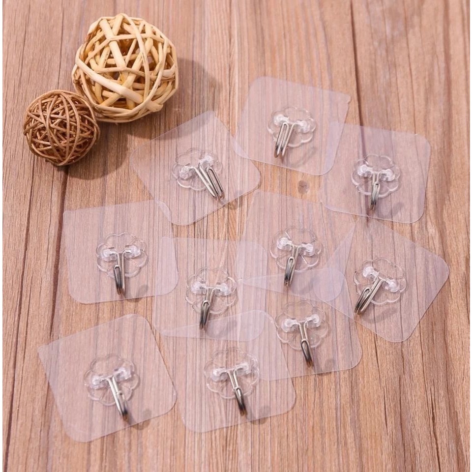 Móc dán tường chịu lực trong suốt, móc treo đồ siêu dính đa năng, tiện lợi
