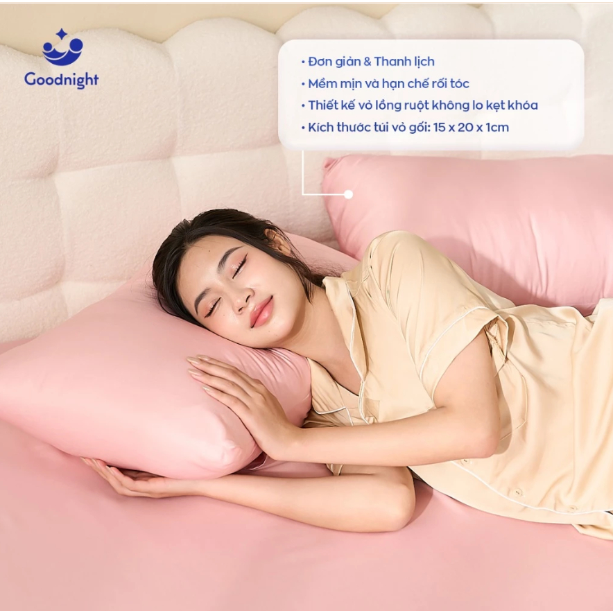 [Quà tặng không bán] Combo 2 Vỏ Gối Airsilk Tencel Lụa Cao Cấp 45x65cm, 5 màu pastel - Goodnight Bedding (2 chiếc)