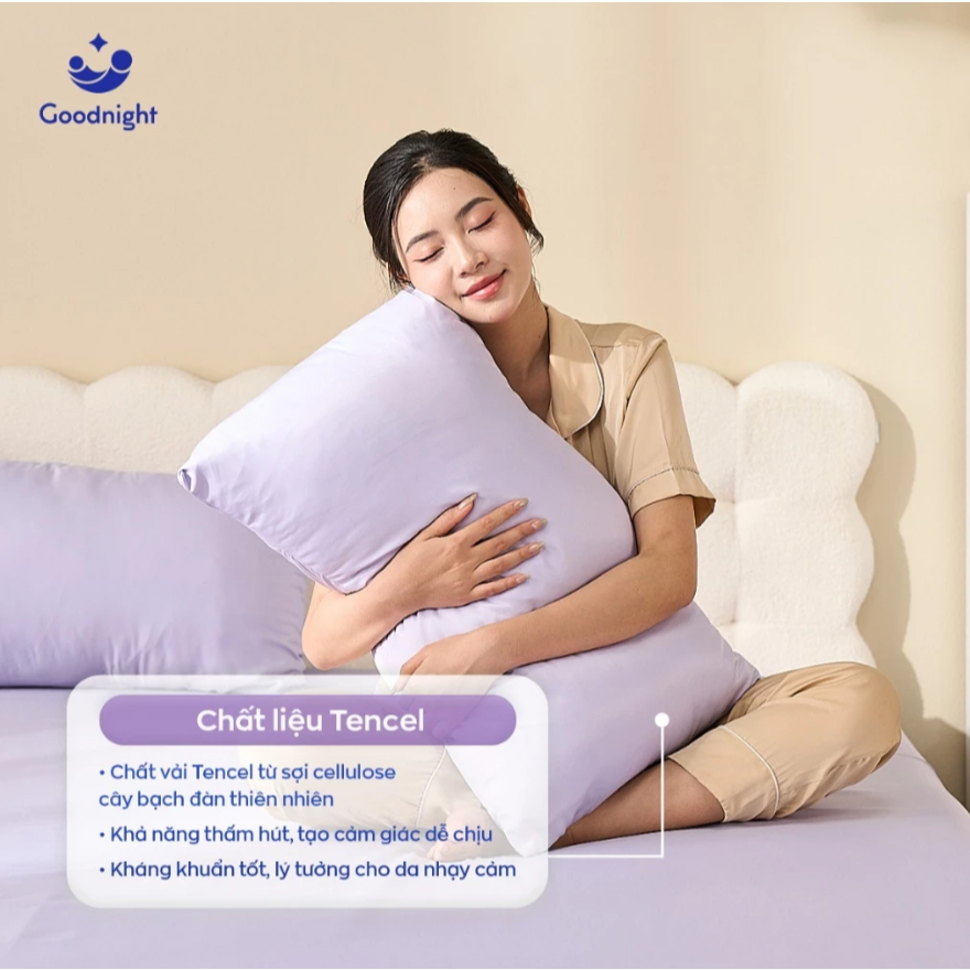 [Quà tặng không bán] Combo 2 Vỏ Gối Airsilk Tencel Lụa Cao Cấp 45x65cm, 5 màu pastel - Goodnight Bedding (2 chiếc)