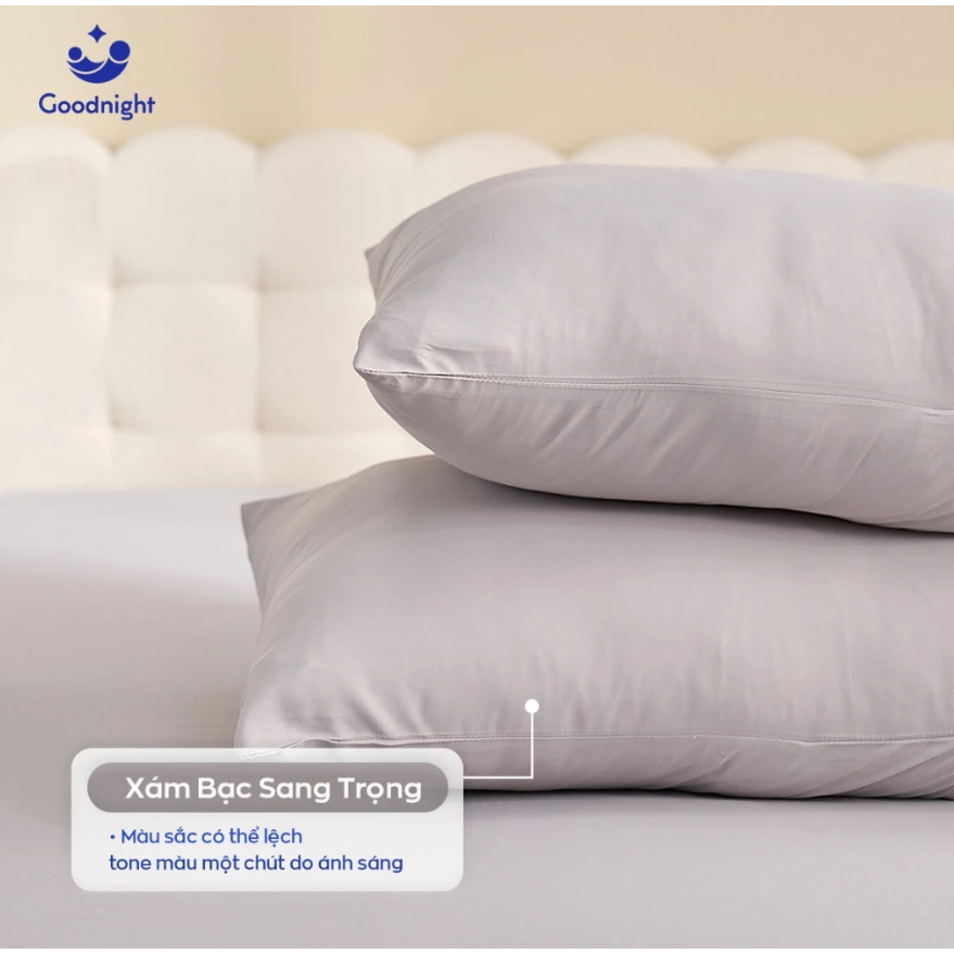 [Quà tặng không bán] Combo 2 Vỏ Gối Airsilk Tencel Lụa Cao Cấp 45x65cm, 5 màu pastel - Goodnight Bedding (2 chiếc)