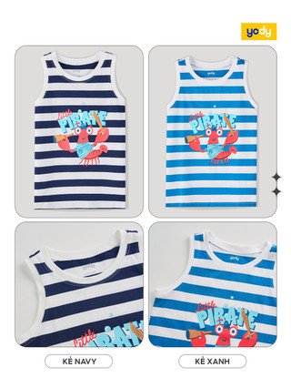 [SALE OFF] Áo thun bé trai YODY áo ba lổ vải cotton dệt kẻ TSK7251 cần ẩn