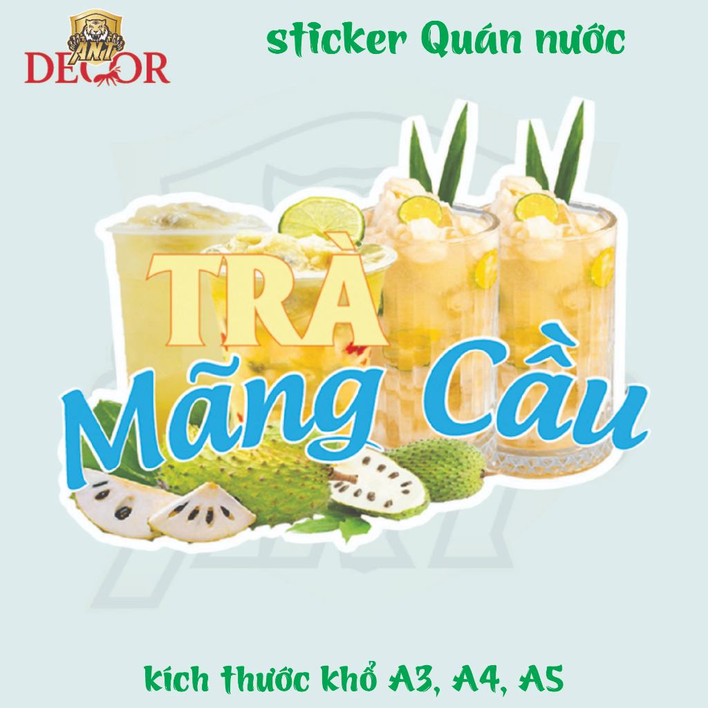 Decal Dán Trà MÃNG CẦU  – Nhãn Dán Trang Trí Xe Nước Giải Khát – Dễ Dán, Bền Đẹp, Chống Nước