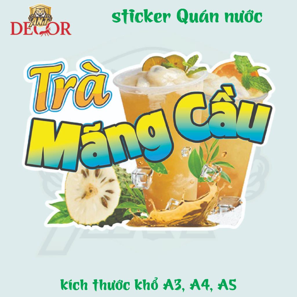 Decal Dán Trà MÃNG CẦU  – Nhãn Dán Trang Trí Xe Nước Giải Khát – Dễ Dán, Bền Đẹp, Chống Nước