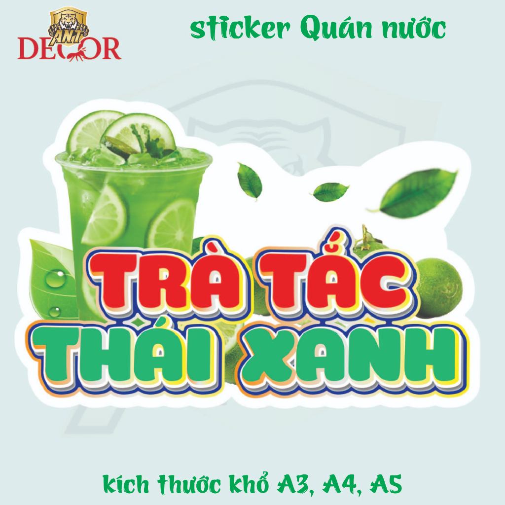 Decal TRÀ SỮA THÁI XANH – Nhãn Dán Trang Trí Xe Bán Trà Sữa, Quầy Nước – Chống Nước - Dễ Dán, Bền Đẹp, Bền Màu