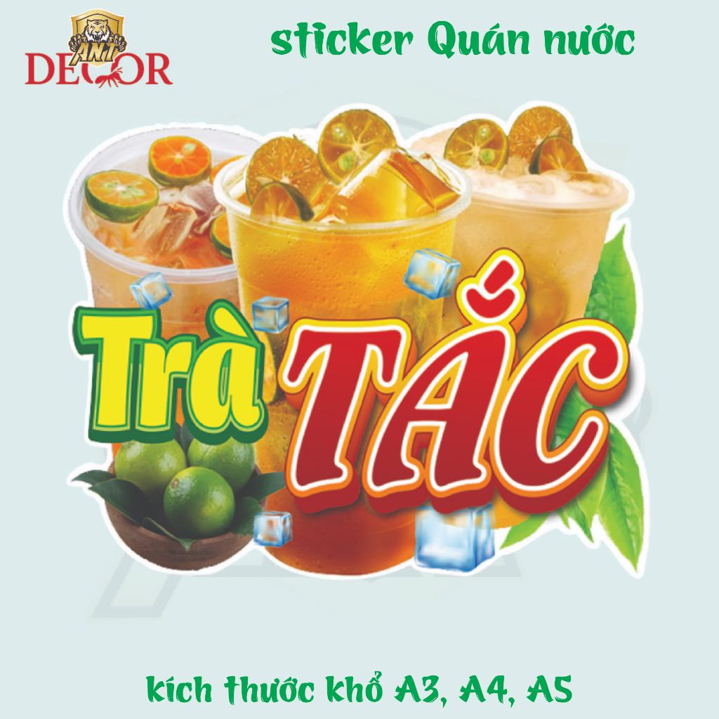 Decal Trà Tắc – Nhãn Dán Trang Trí Quầy Cafe, Xe Nước Uống – Đẹp Mắt, Bền Màu, Chống Nước