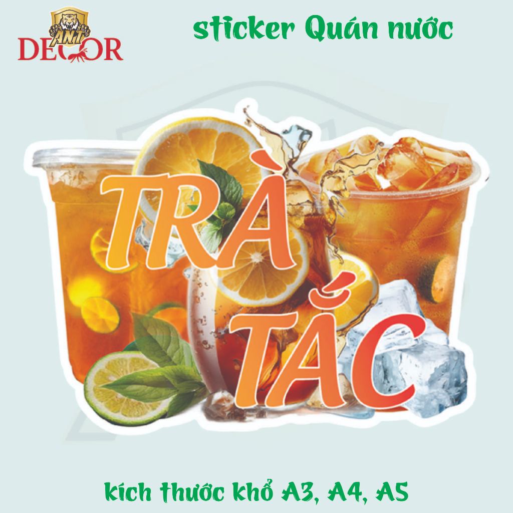 Decal Trà Tắc – Nhãn Dán Trang Trí Quầy Cafe, Xe Nước Uống – Đẹp Mắt, Bền Màu, Chống Nước