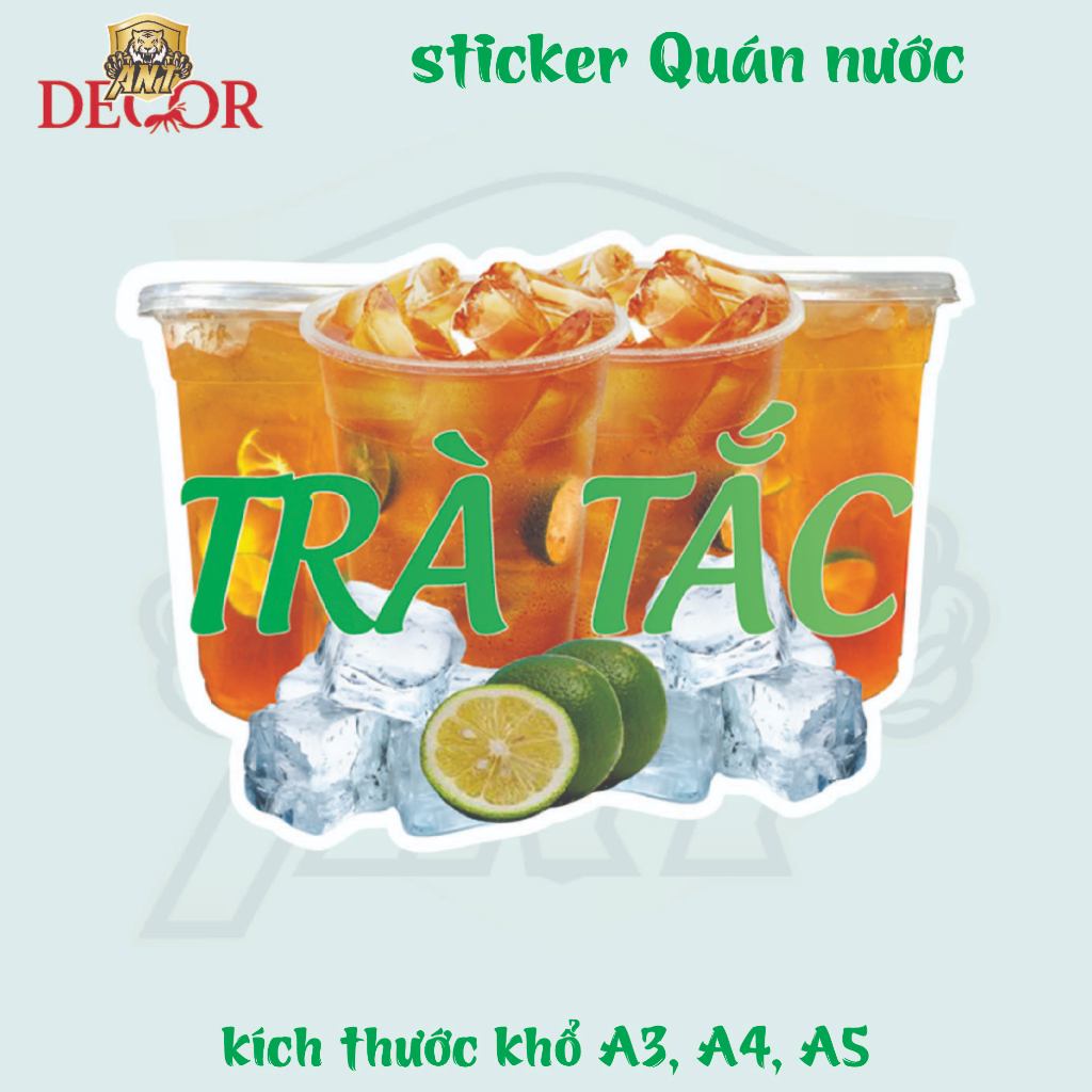Decal Trà Tắc – Nhãn Dán Trang Trí Quầy Cafe, Xe Nước Uống – Đẹp Mắt, Bền Màu, Chống Nước