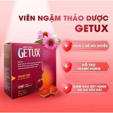 Kẹo Ngậm Ho Thảo Mộc Getux- Hỗ trợ giảm ho, long đờm. Hộp 20 viên