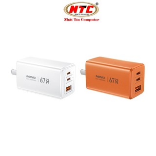 Củ sạc nhanh 3 cổng REMAX CA02 (ACC67W) GaN, TypeC PD / PPS 67W, USB-A QC3.0 22.5W, Chân US - Phụ Kiện Nhất Tín