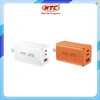 Cốc sạc nhanh 3 cổng REMAX CA02 (ACC67W) GaN, TypeC PD / PPS 67W, USB-A QC3.0 22.5W, Chân US