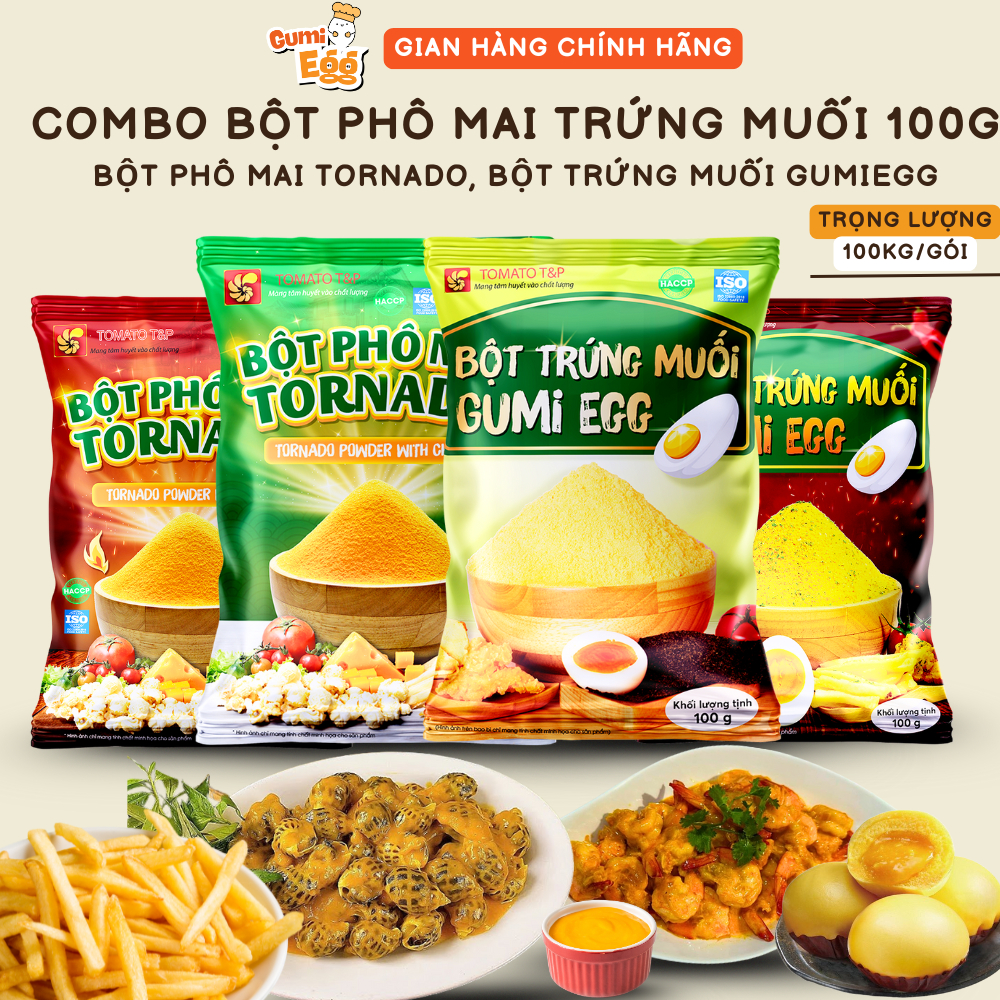Combo 2 Gói Bột Trứng Muối Tomato T&P 100g Làm Sốt Trứng Muối Hoàng Kim, Bánh Bao Kim Sa Trứng Chảy