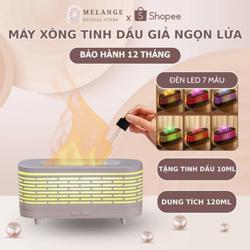(Tặng tinh dầu) Máy xông tinh dầu giả ngọn lửa máy phun sương tạo độ ẩm khuếch tán tinh dầu dung tích 120ml kèm đèn ngủ