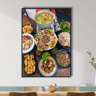 Tranh Canvs Treo Tường Các Món Lòng BH108 - Tranh Decor, Trang Trí Quán Lòng Lợn, Lòng Se Điếu, Lòng Heo, Cháo Lòng