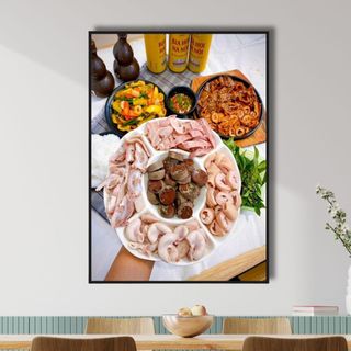 Tranh Canvs Treo Tường Các Món Lòng BH108 - Tranh Decor, Trang Trí Quán Lòng Lợn, Lòng Se Điếu, Lòng Heo, Cháo Lòng
