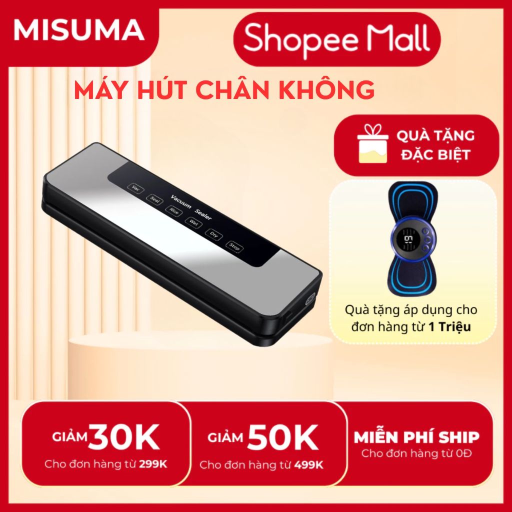 Máy Hút Chân Không Hàn Miệng Túi Misuma Khử UV Tự Động Đồ Ăn Thực Phẩm Đa Năng Khô Ướt Công Suất 65000Pa