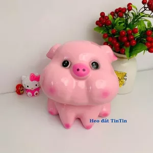 Heo đất tiết kiệm heo Má Phính lỗ tròn size to -lợn đất lỗ tròn -ống heo trang trí quà tặng