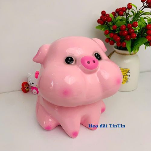Heo đất tiết kiệm heo Má Phính lỗ tròn size to -lợn đất lỗ tròn -ống heo trang trí quà tặng
